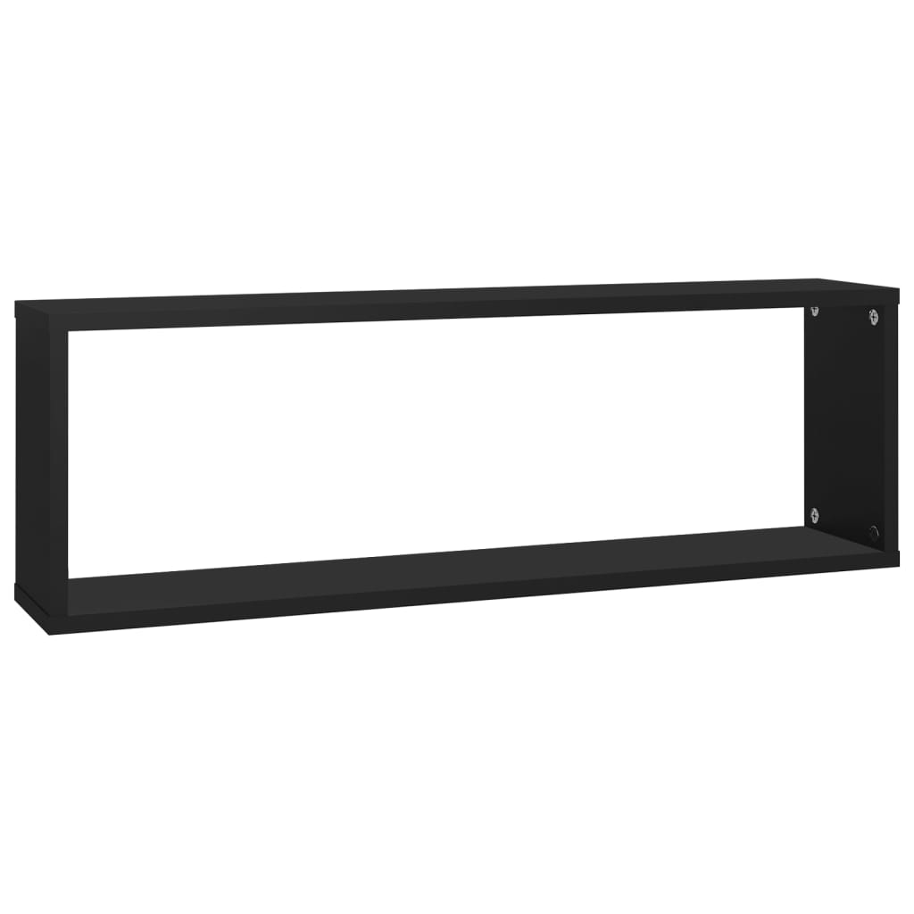 vidaXL Estantes de parede cúbicas 2 pcs contrapl. 80x15x26,5 cm preto