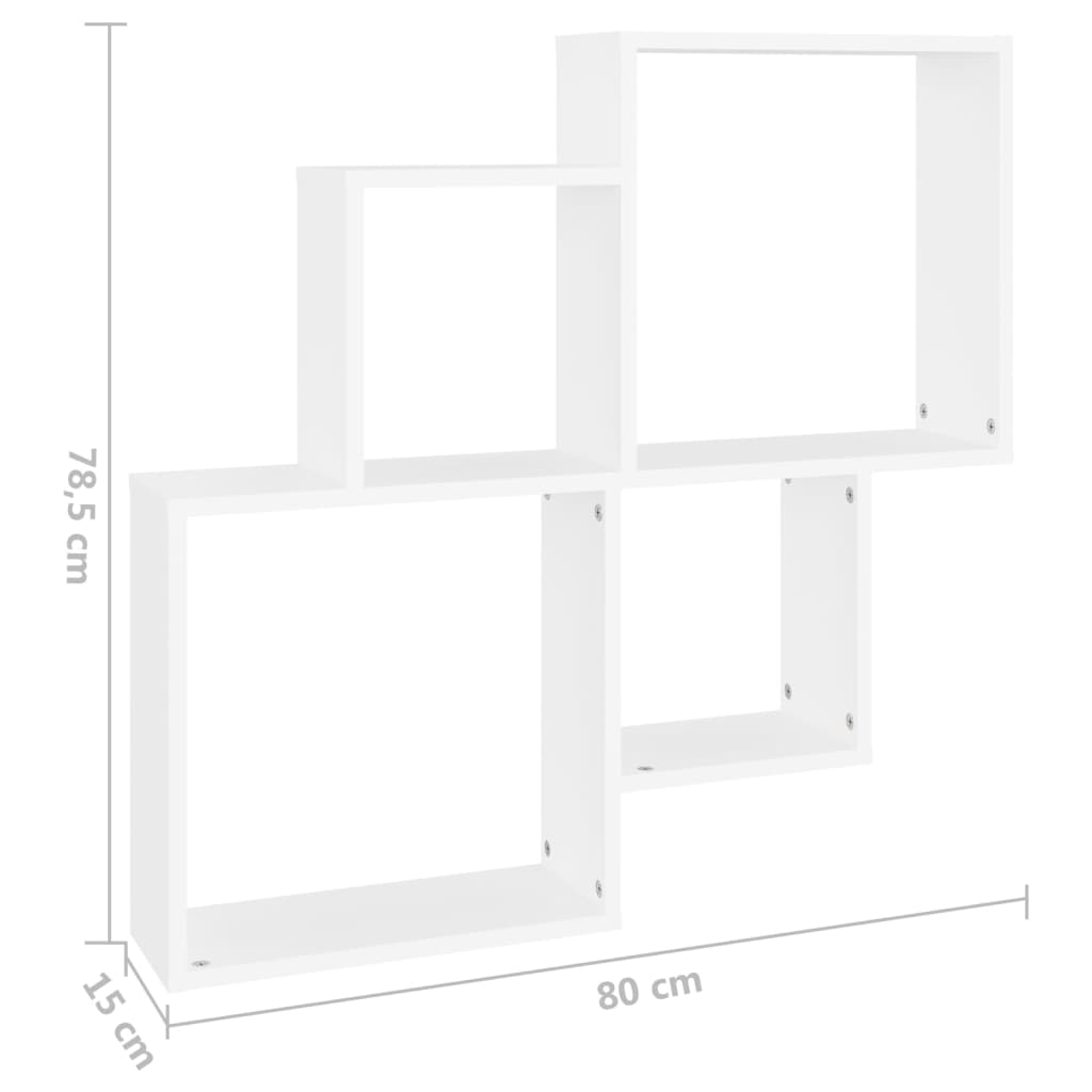 vidaXL Estante de parede cúbica 80x15x78,5 cm deriv. de madeira branco