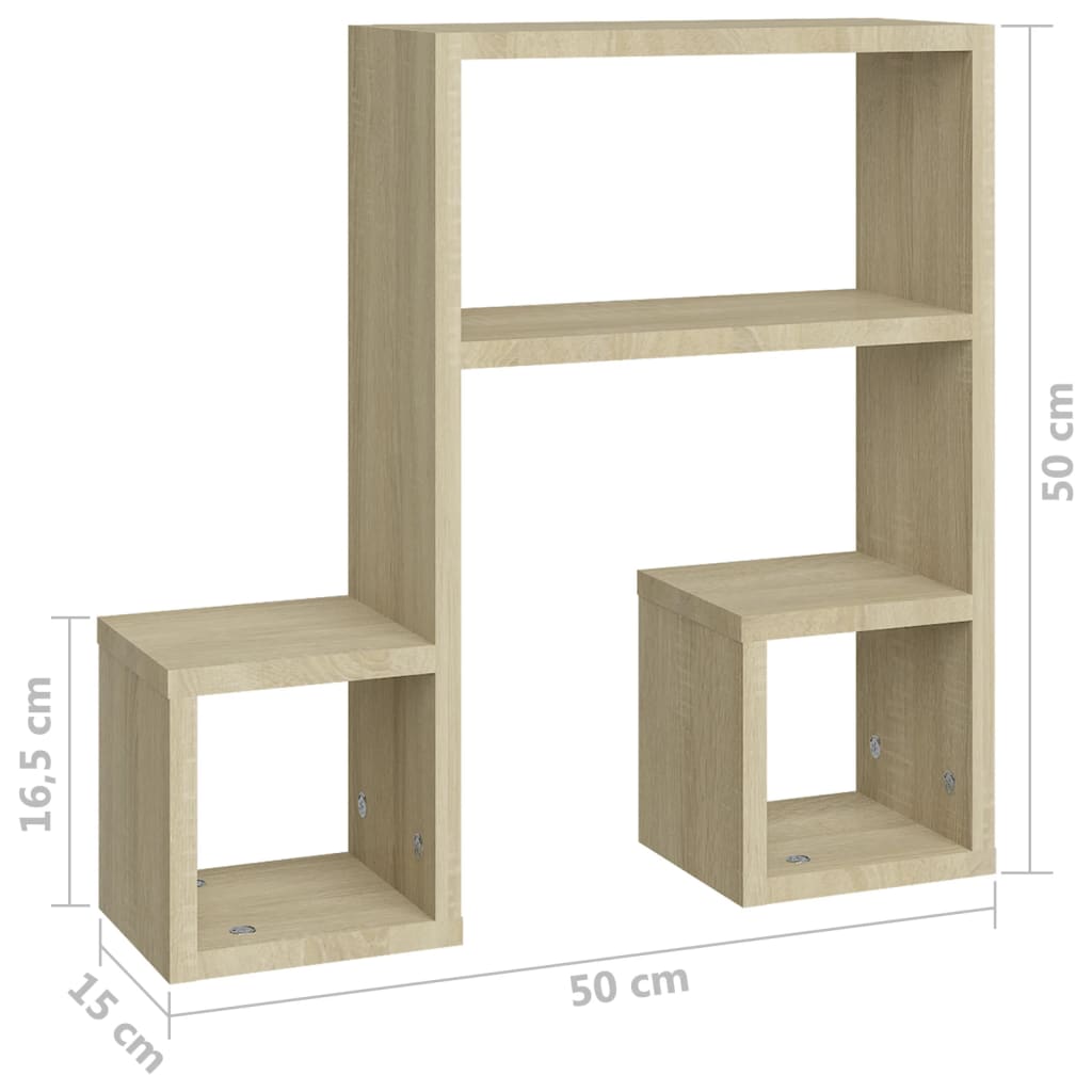 vidaXL Estantes de parede 2 pcs 50x15x50 cm contrapl. carvalho sonoma