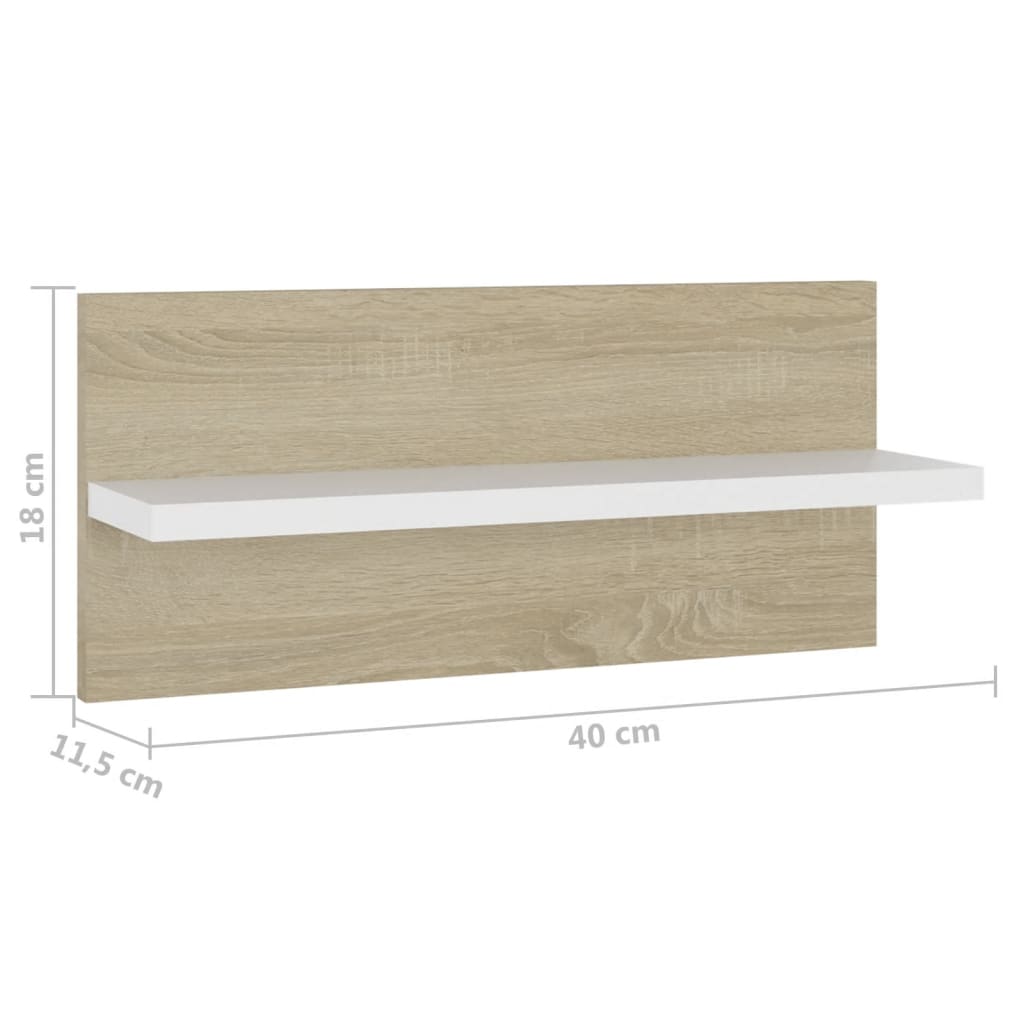 vidaXL Estantes de parede 4 pcs 40x11,5x18 cm branco/carvalho sonoma