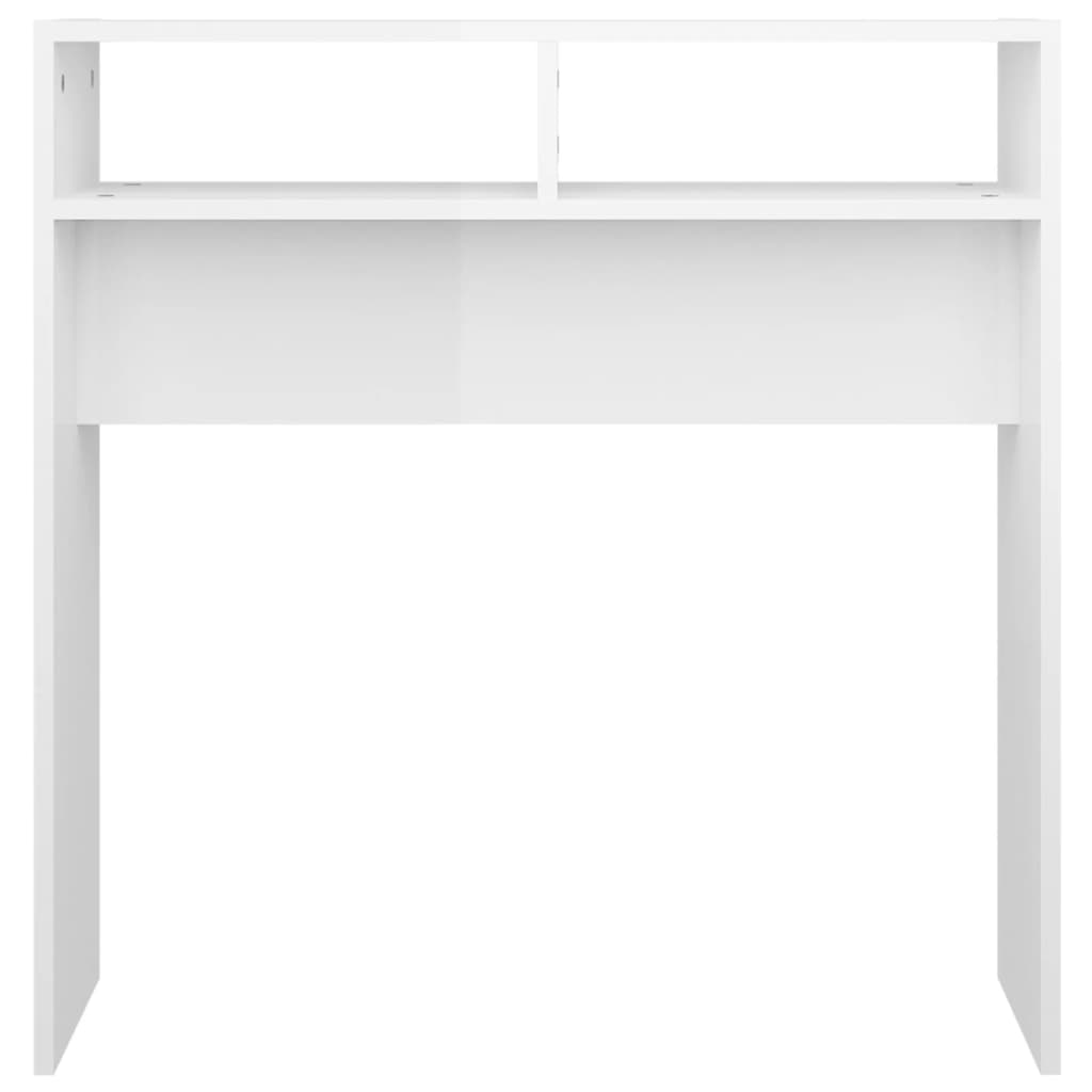 vidaXL Mesa consola 78x30x80 cm contraplacado branco brilhante