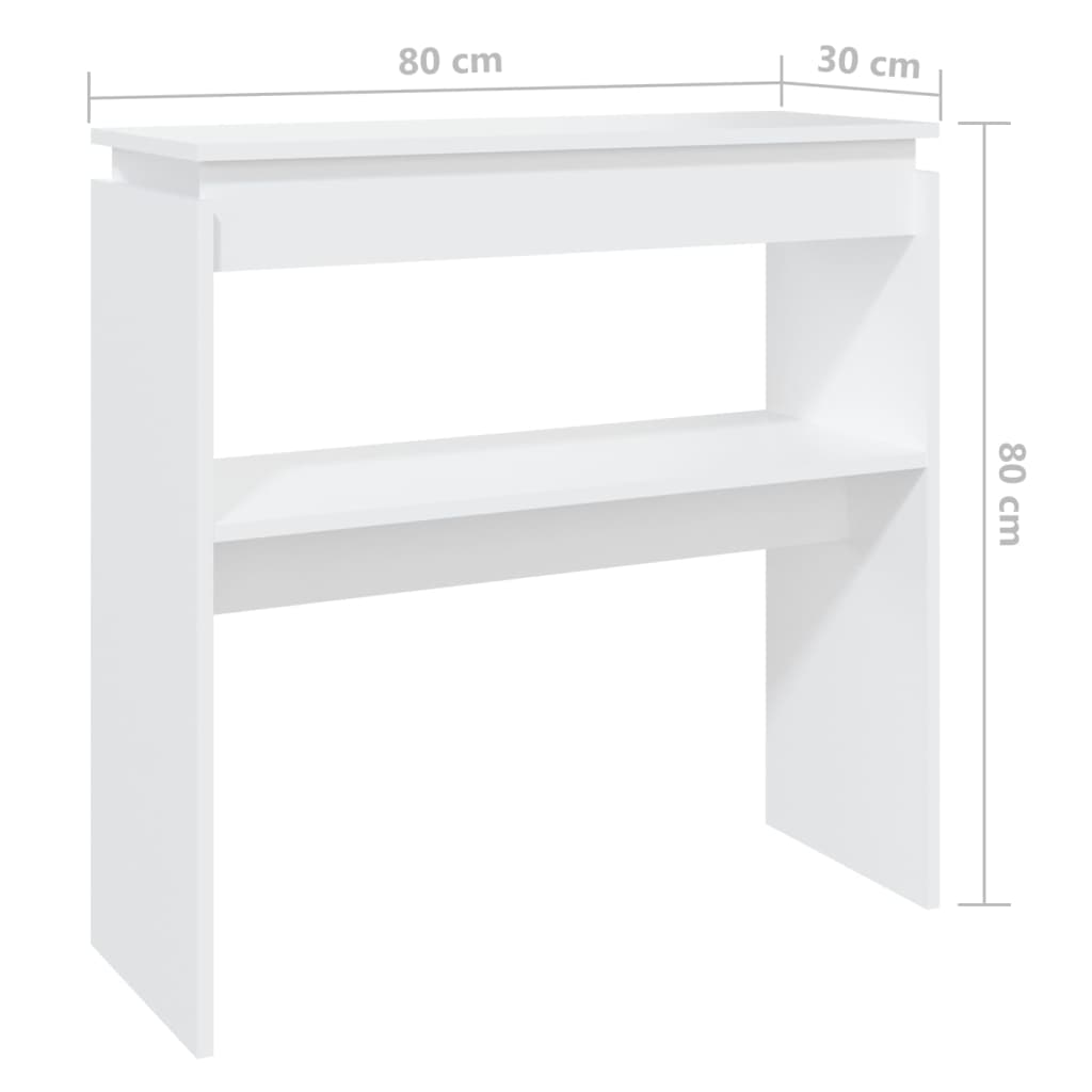 vidaXL Mesa consola 80x30x80 cm contraplacado branco