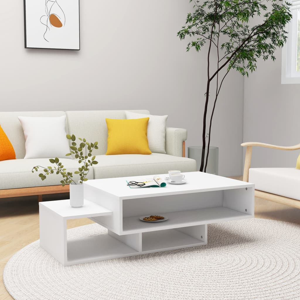 vidaXL Mesa de centro 105x55x32 cm contraplacado branco