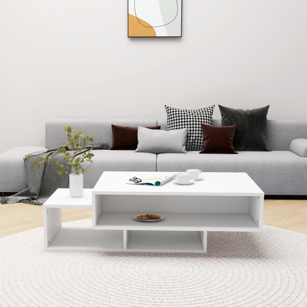 vidaXL Mesa de centro 105x55x32 cm contraplacado branco