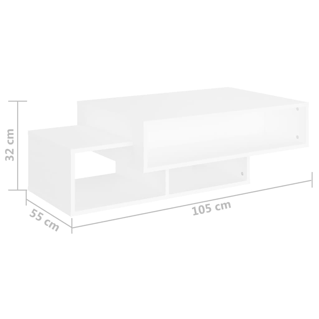 vidaXL Mesa de centro 105x55x32 cm contraplacado branco