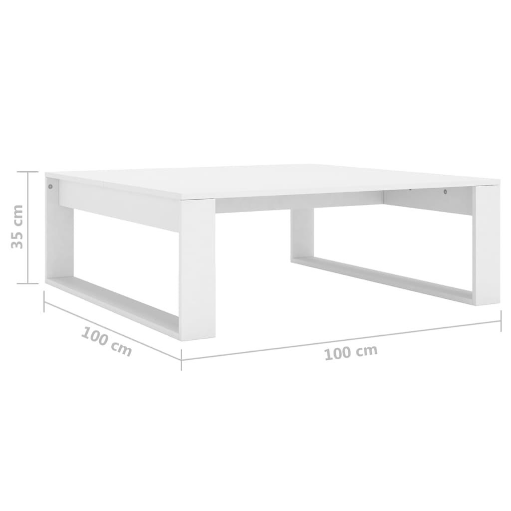 vidaXL Mesa de centro 100x100x35 cm contraplacado branco