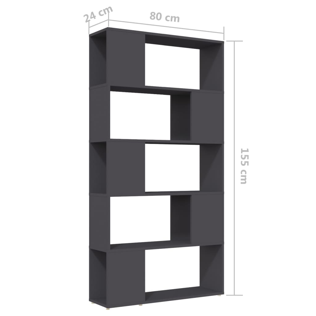 vidaXL Estante/divisória 80x24x155 cm contraplacado cinzento