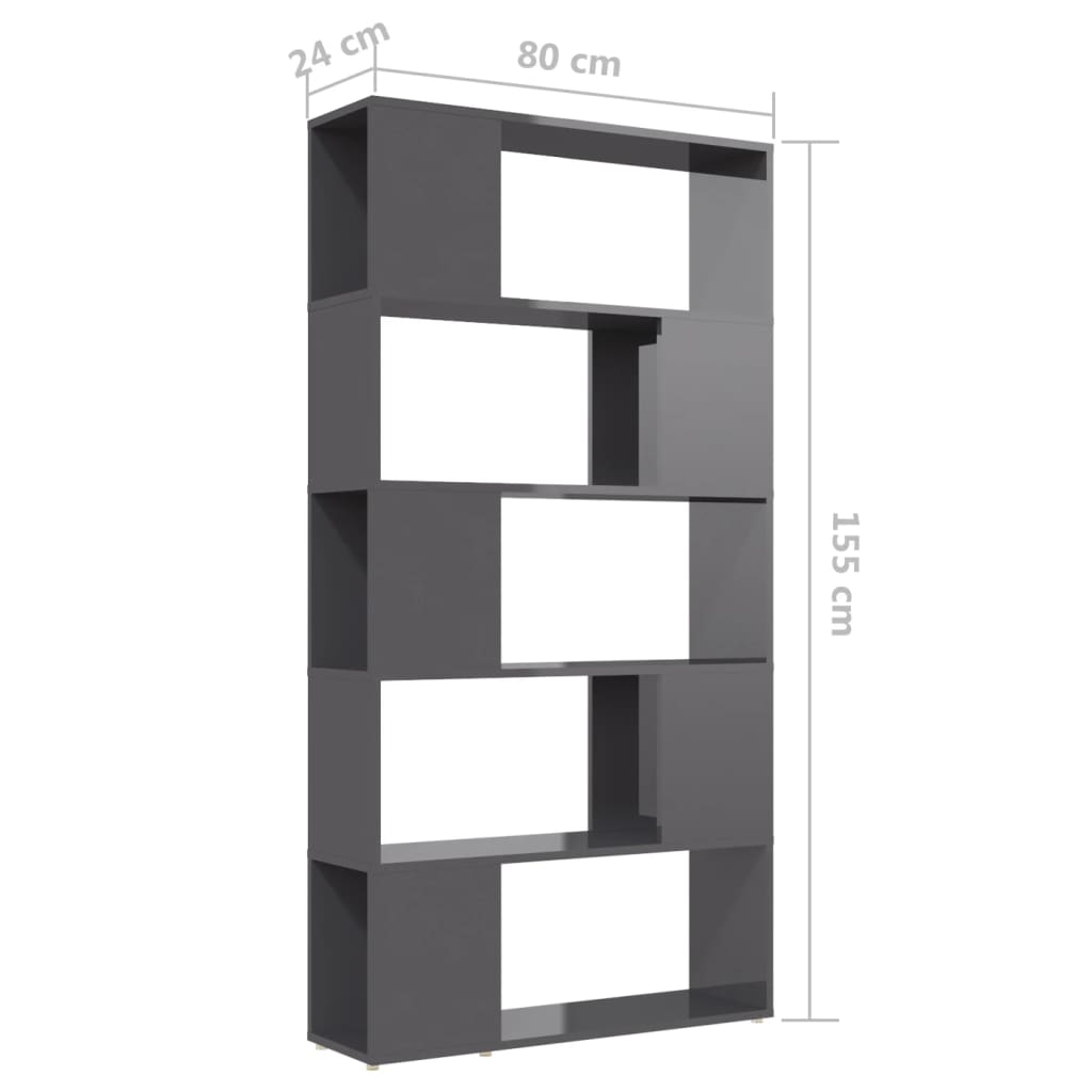 vidaXL Estante/divisória 80x24x155 cm contraplacado cinzento brilhante