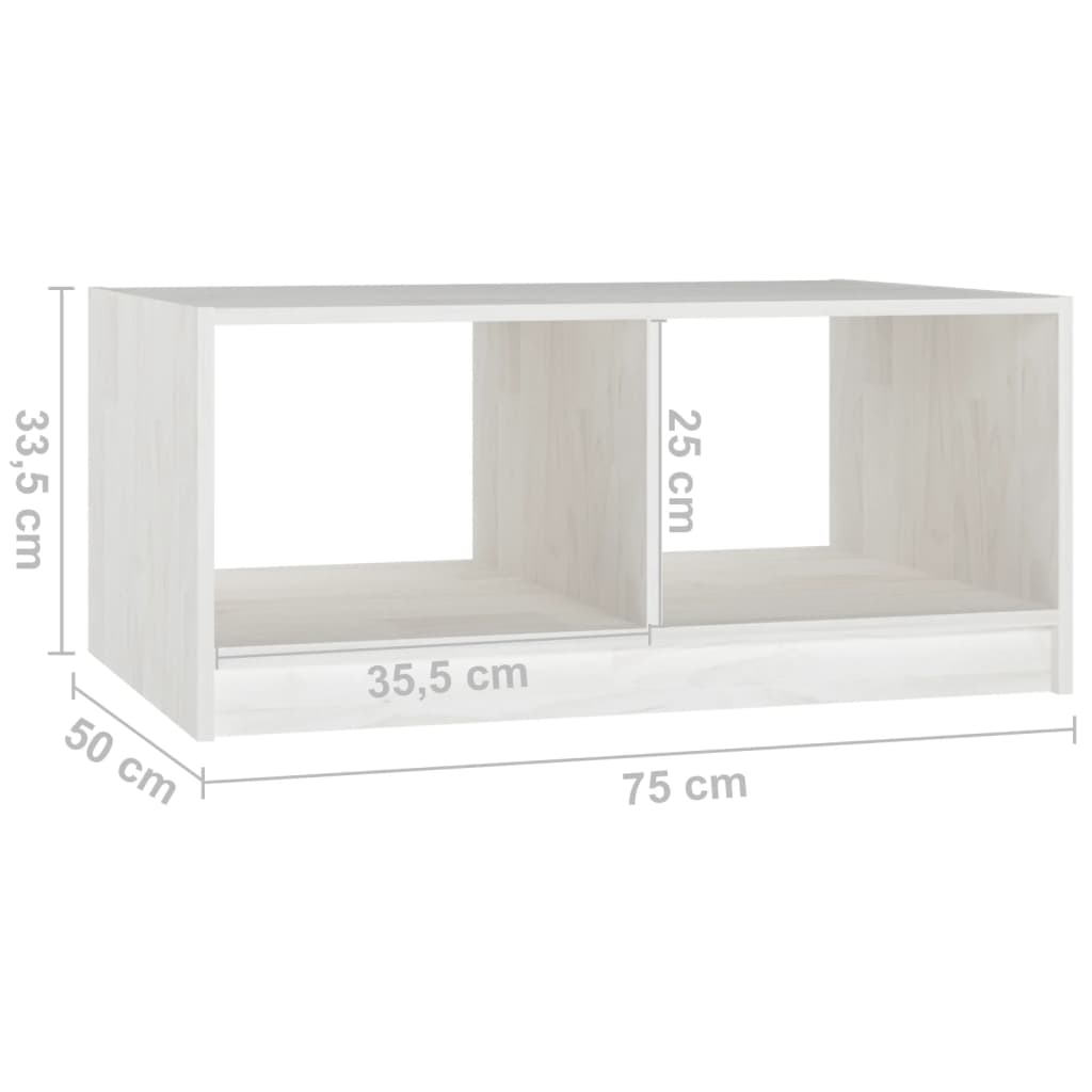 vidaXL Mesa de centro 75x50x33,5 cm madeira de pinho maciça branco