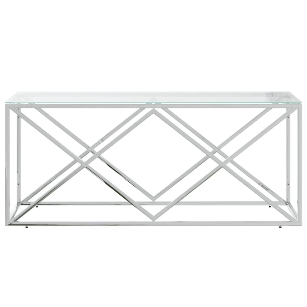 vidaXL Mesa de centro 110x45x45 cm aço inoxidável e vidro