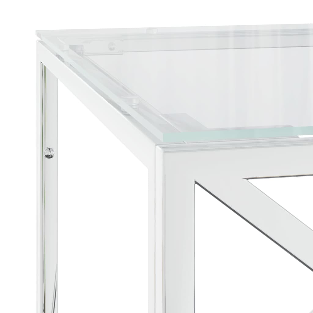 vidaXL Mesa de centro 110x45x45 cm aço inoxidável e vidro