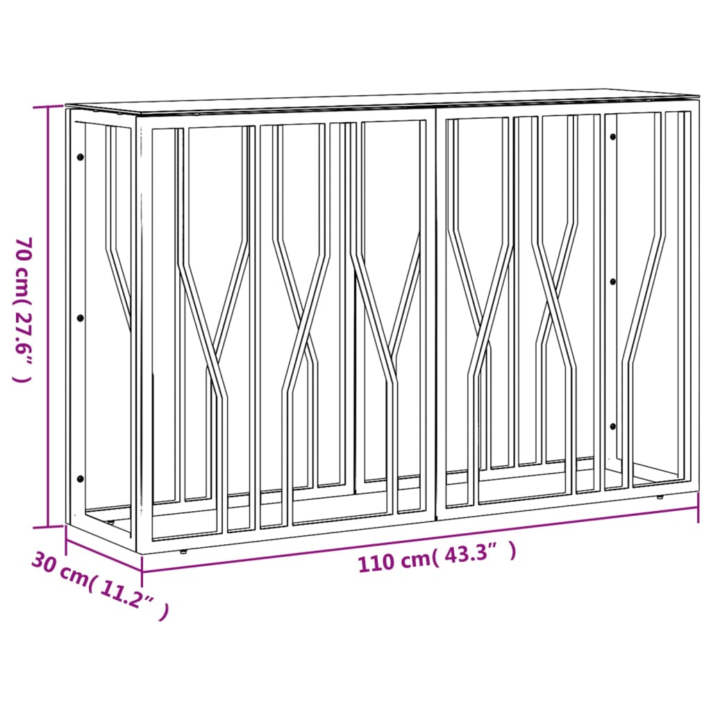 vidaXL Mesa consola 110x30x70 cm aço inoxidável e vidro