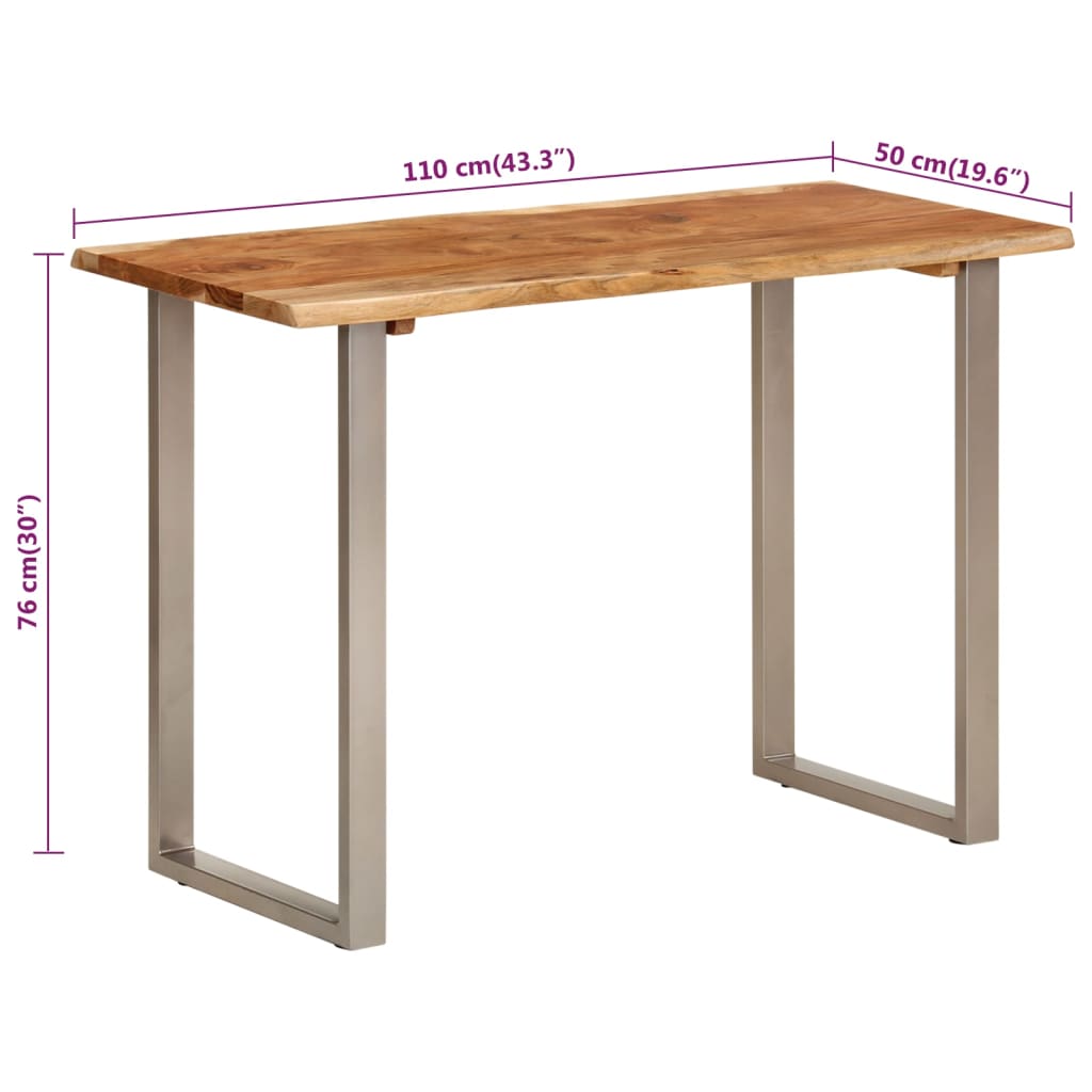 vidaXL Mesa de jantar 110x50x76 cm madeira de acácia maciça