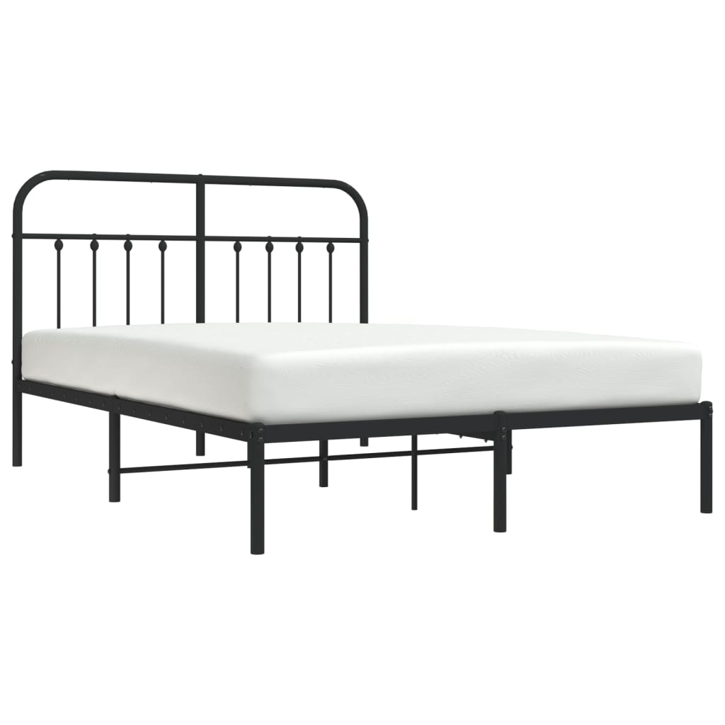 vidaXL Estrutura de cama com cabeceira 140x190 cm metal preto