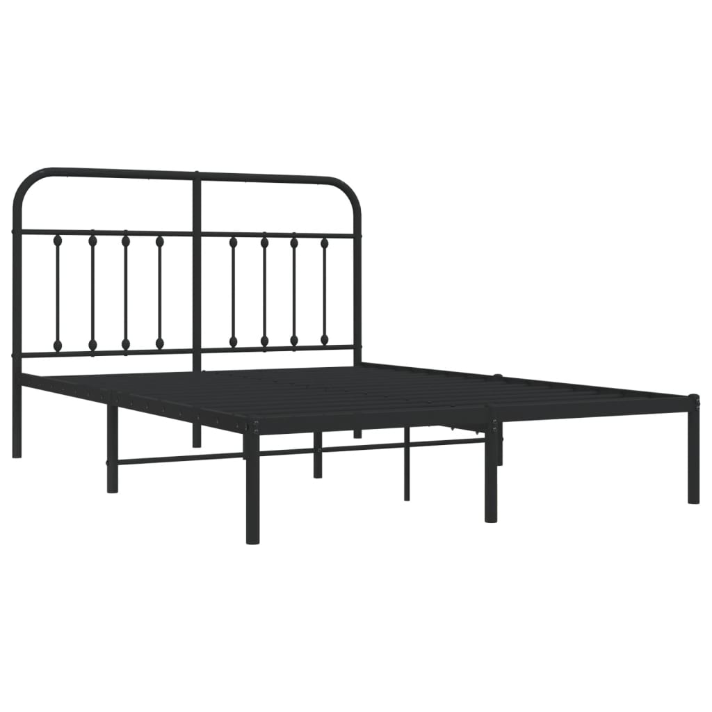 vidaXL Estrutura de cama com cabeceira 140x190 cm metal preto