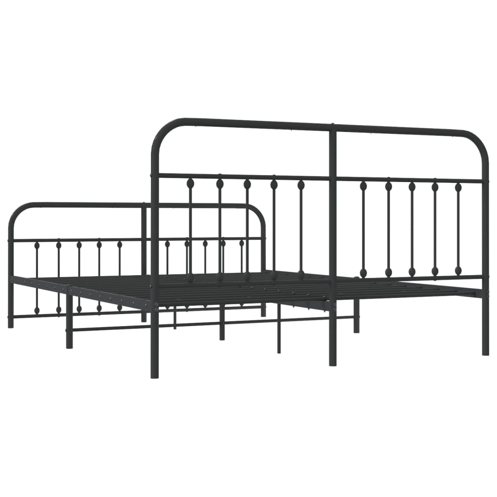 vidaXL Estrutura de cama com cabeceira e pés 180x200 cm metal preto