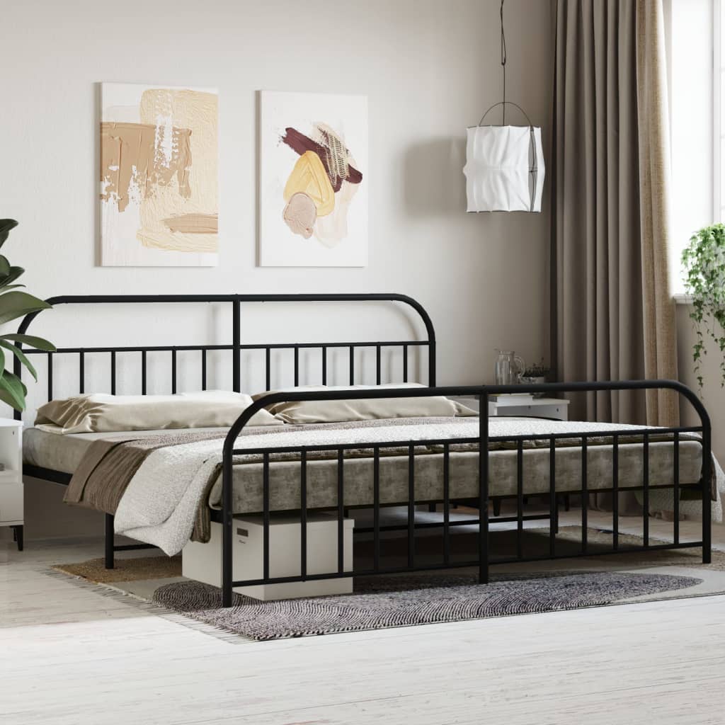 vidaXL Estrutura de cama com cabeceira e pés 193x203 cm metal preto