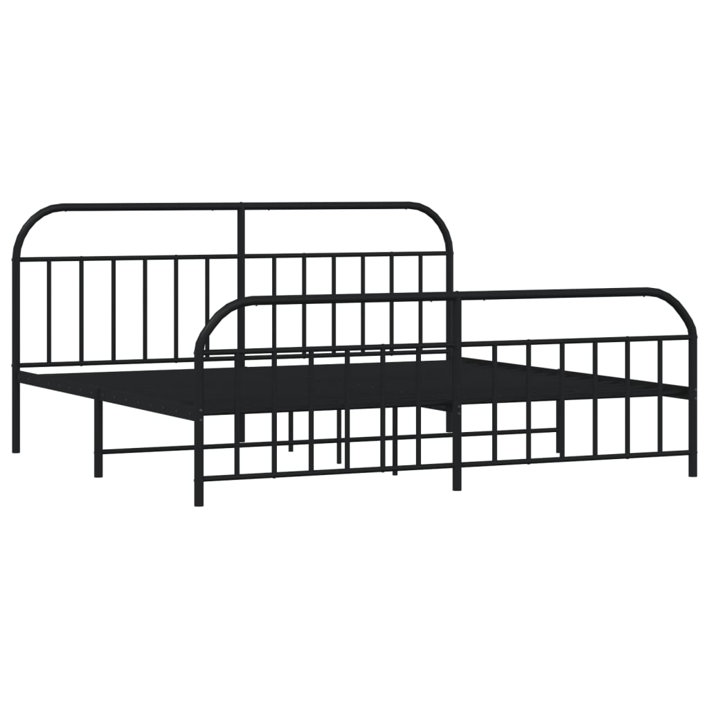 vidaXL Estrutura de cama com cabeceira e pés 193x203 cm metal preto