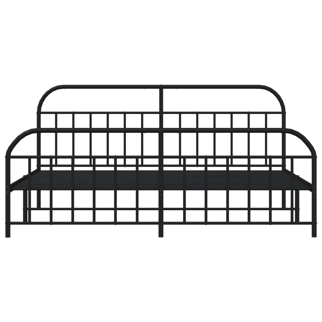 vidaXL Estrutura de cama com cabeceira e pés 193x203 cm metal preto