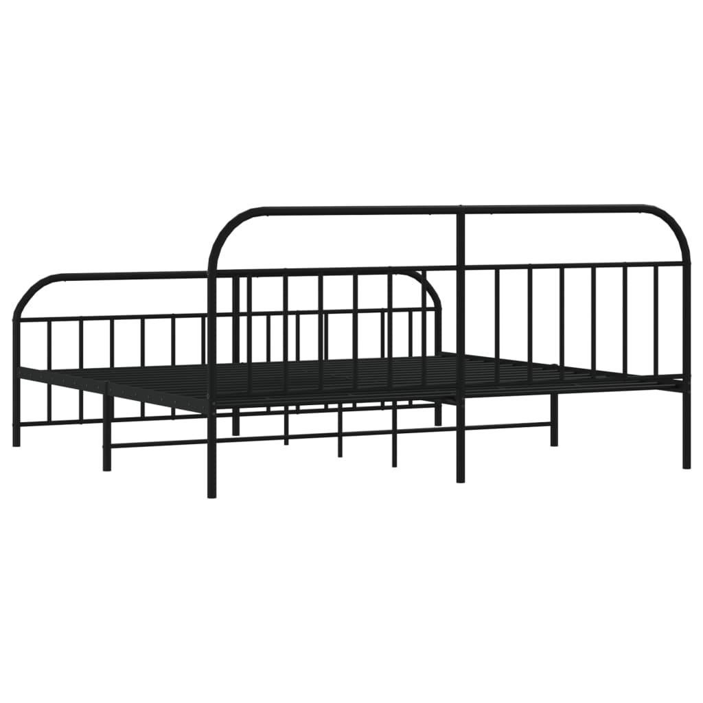 vidaXL Estrutura de cama com cabeceira e pés 193x203 cm metal preto