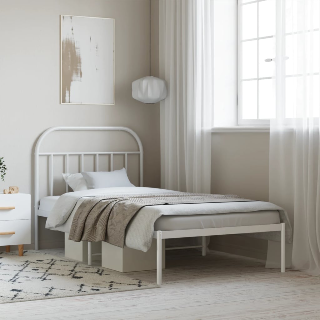 vidaXL Estrutura de cama com cabeceira 100x190 cm metal branco