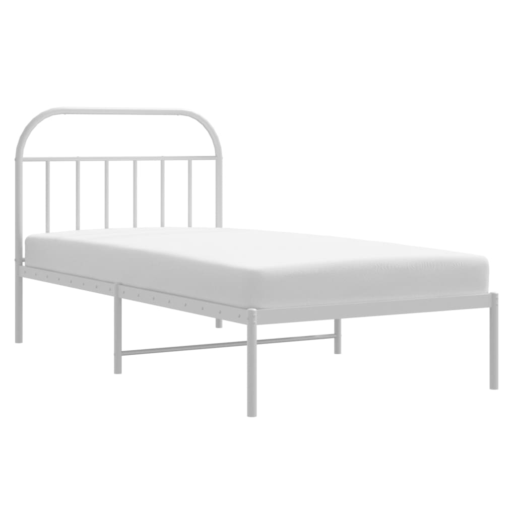 vidaXL Estrutura de cama com cabeceira 100x190 cm metal branco