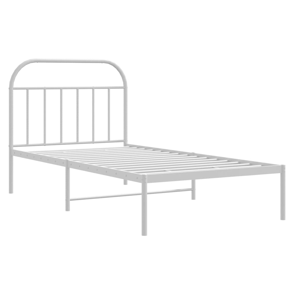 vidaXL Estrutura de cama com cabeceira 100x190 cm metal branco