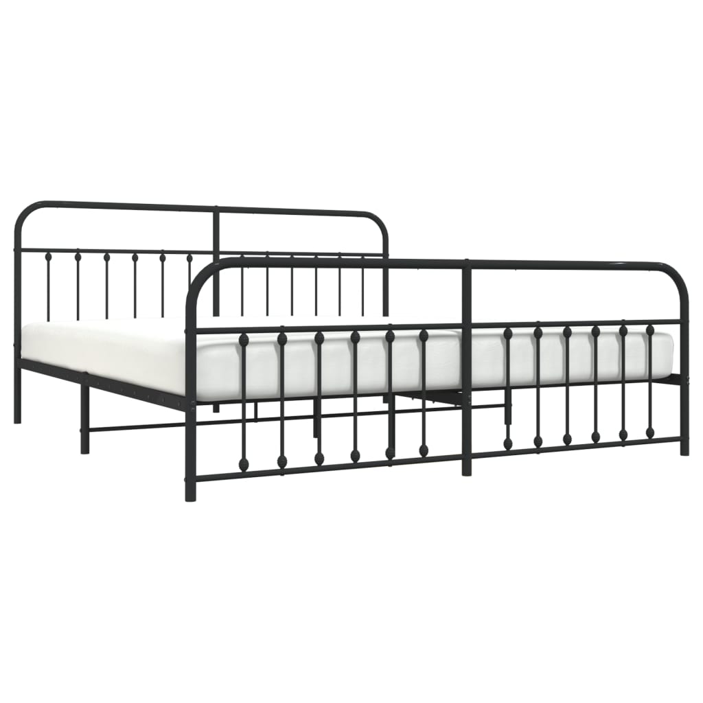 vidaXL Estrutura de cama com cabeceira e pés 193x203 cm metal preto