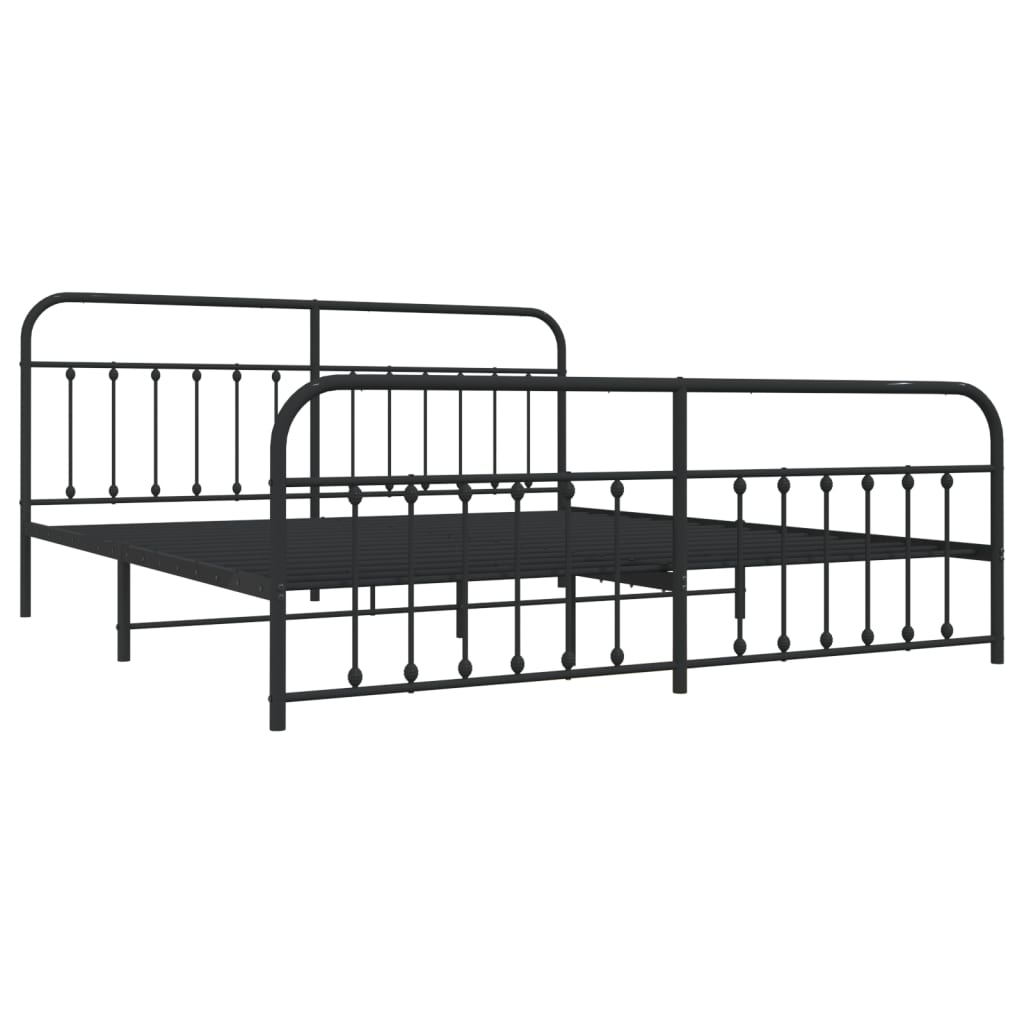 vidaXL Estrutura de cama com cabeceira e pés 193x203 cm metal preto