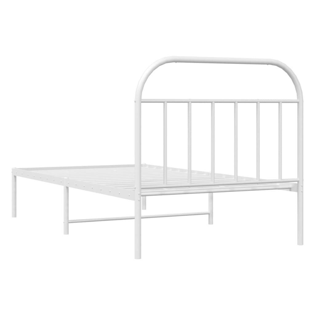 vidaXL Estrutura de cama com cabeceira 100x190 cm metal branco