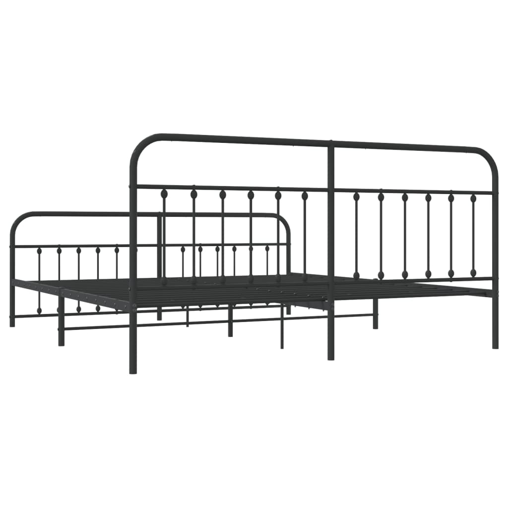 vidaXL Estrutura de cama com cabeceira e pés 193x203 cm metal preto