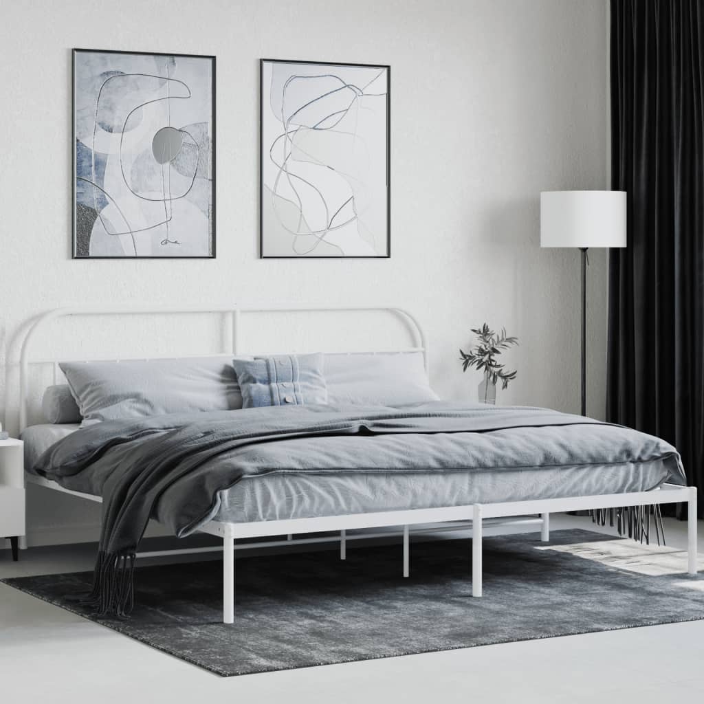 vidaXL Estrutura de cama com cabeceira 193x203 cm metal branco