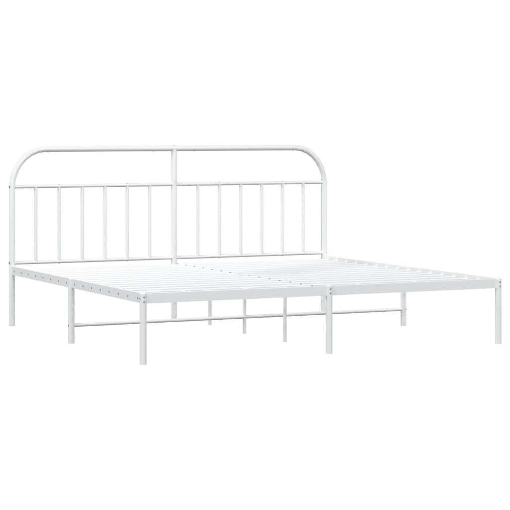 vidaXL Estrutura de cama com cabeceira 193x203 cm metal branco