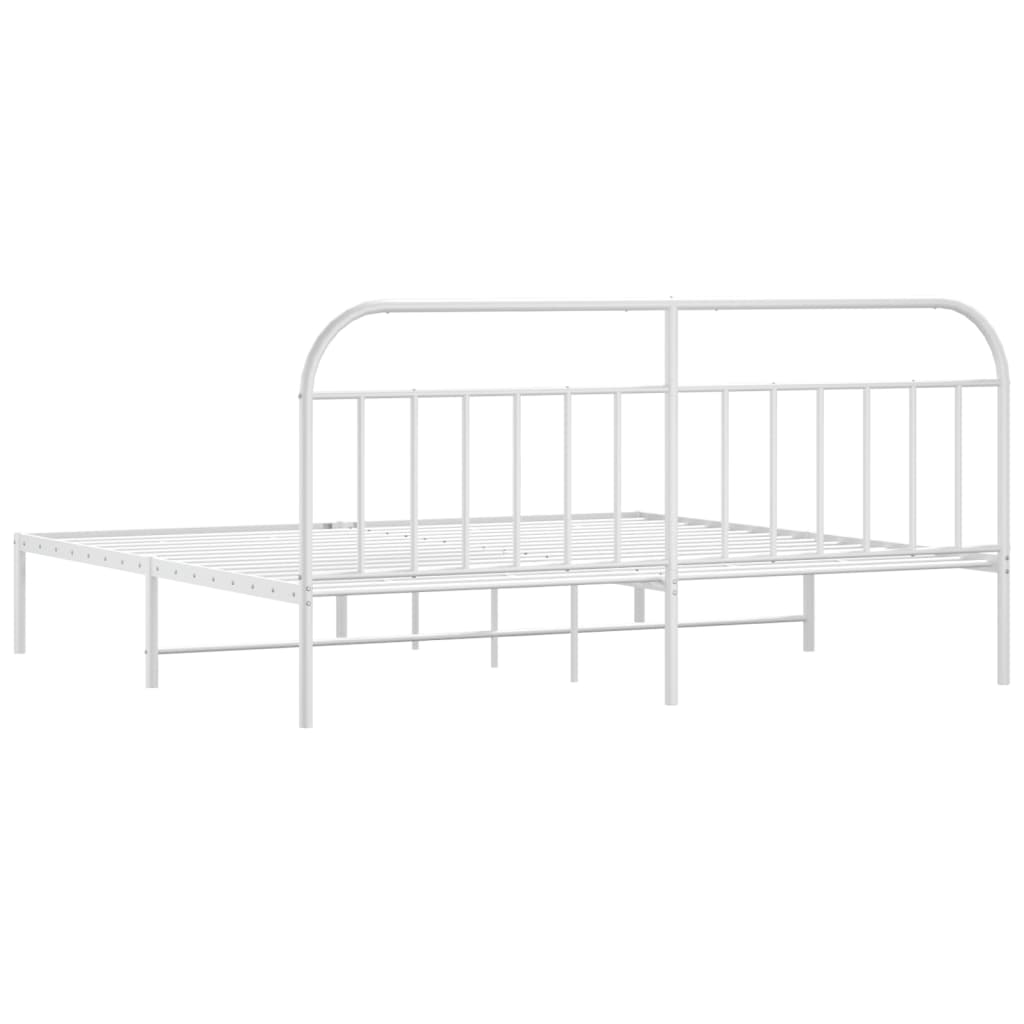 vidaXL Estrutura de cama com cabeceira 193x203 cm metal branco