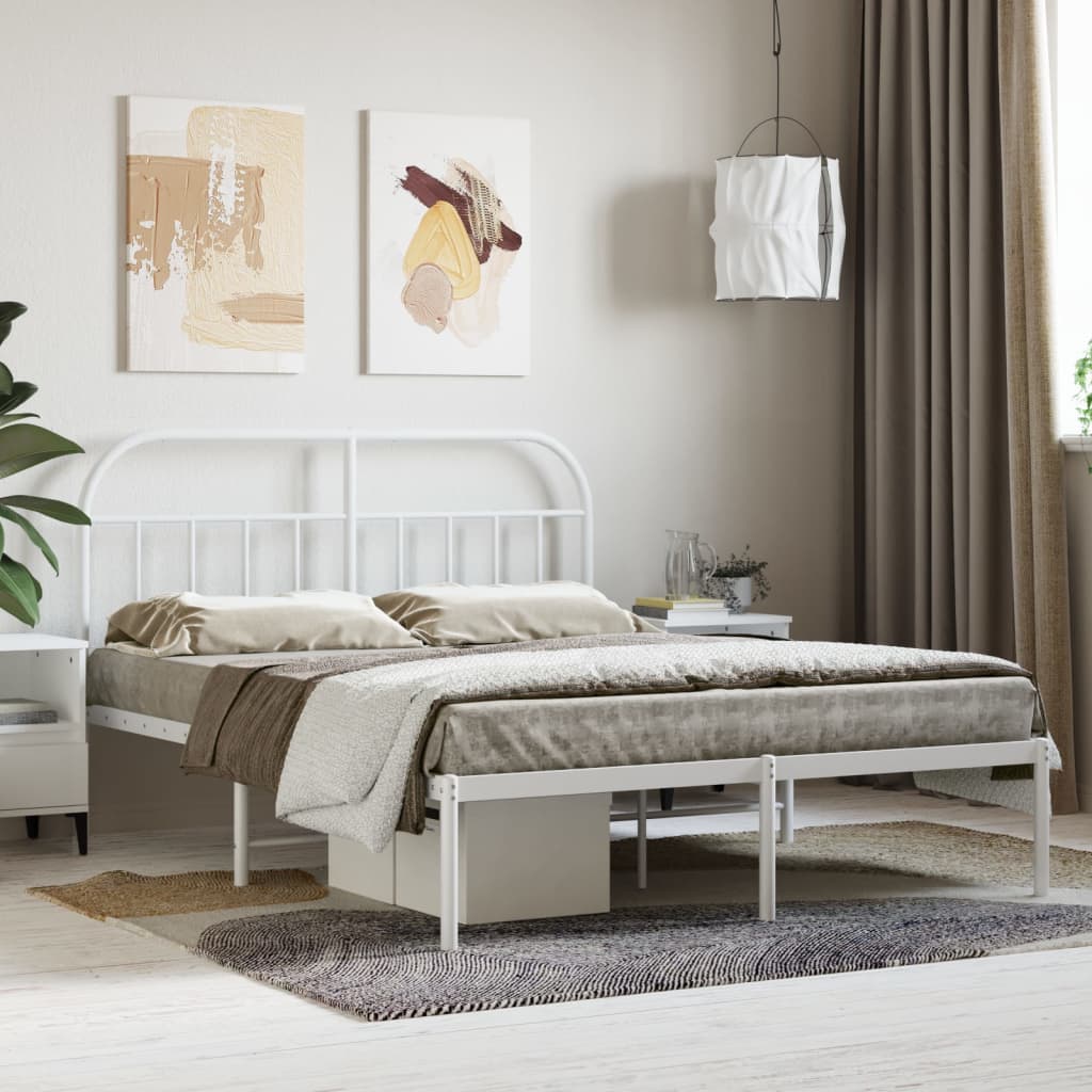 vidaXL Estrutura de cama com cabeceira 140x190 cm metal branco