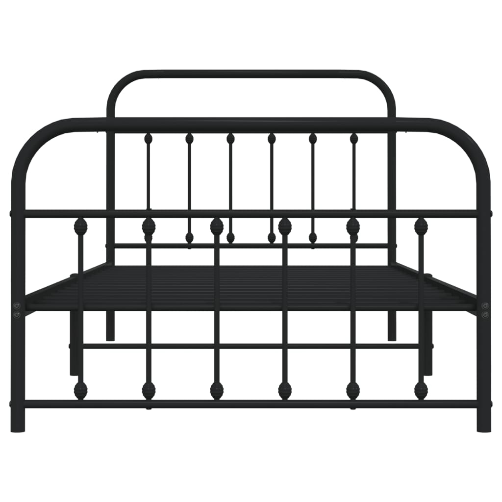 vidaXL Estrutura de cama com cabeceira e pés 107x203 cm metal preto