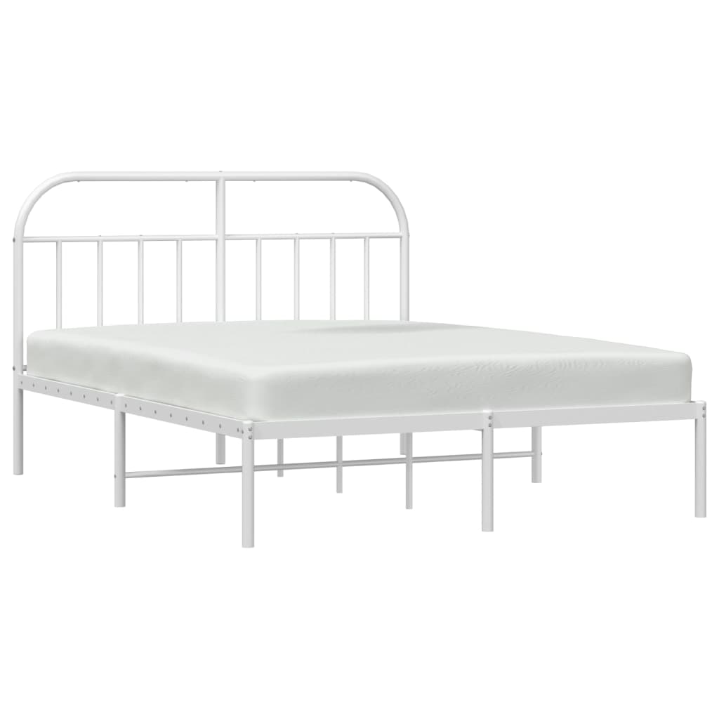 vidaXL Estrutura de cama com cabeceira 140x190 cm metal branco