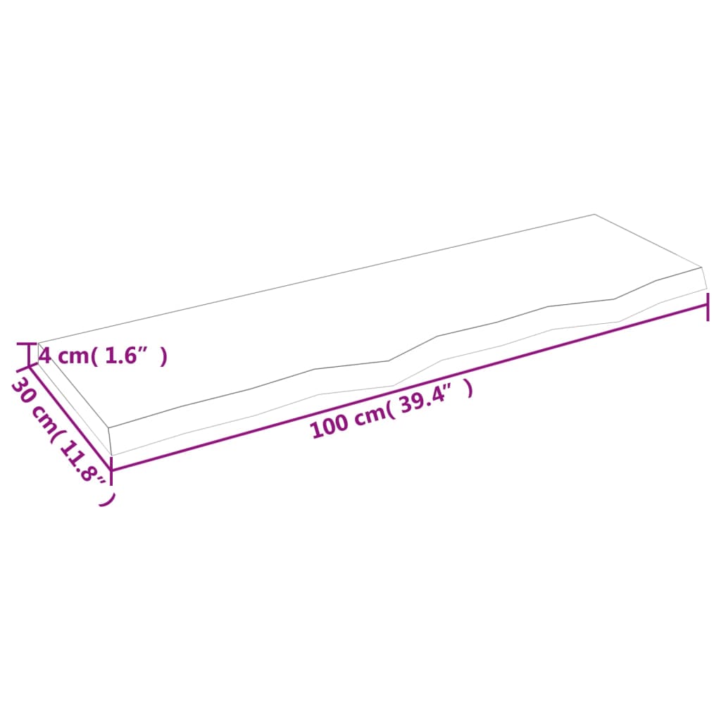 vidaXL Prateleira de parede 100x30x(2-4)cm carvalho maciço não tratado