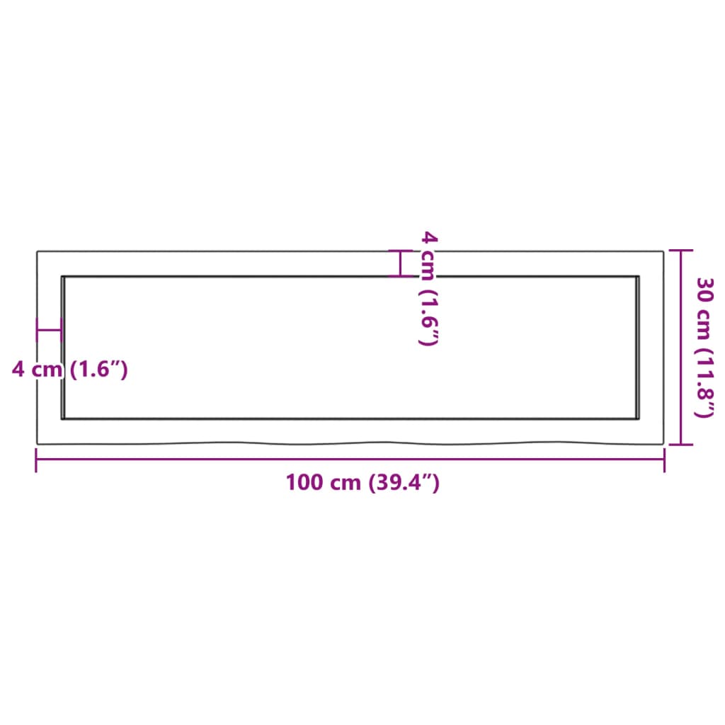 vidaXL Prateleira de parede 100x30x(2-4)cm carvalho maciço não tratado