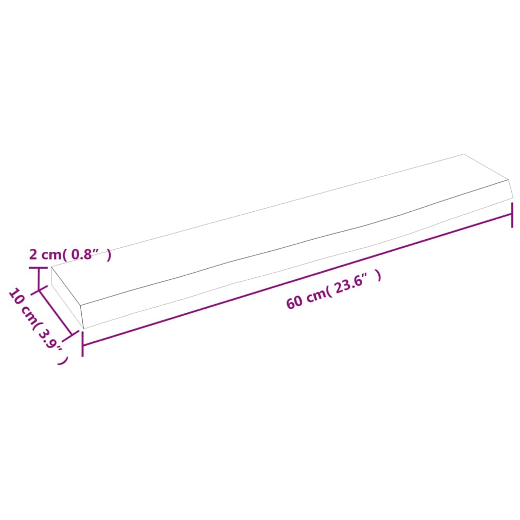 vidaXL Prateleira de parede 60x10x2 cm carvalho tratado castanho-claro