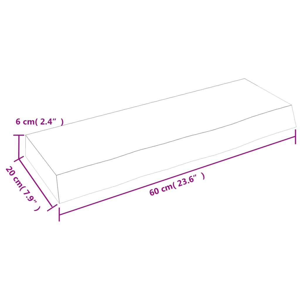 vidaXL Prateleira de parede 60x20x6 cm carvalho maciço não tratado