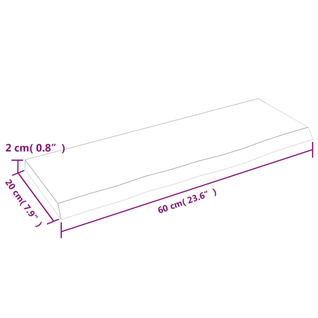 vidaXL Prateleira de parede 60x20x2 cm carvalho maciço não tratado