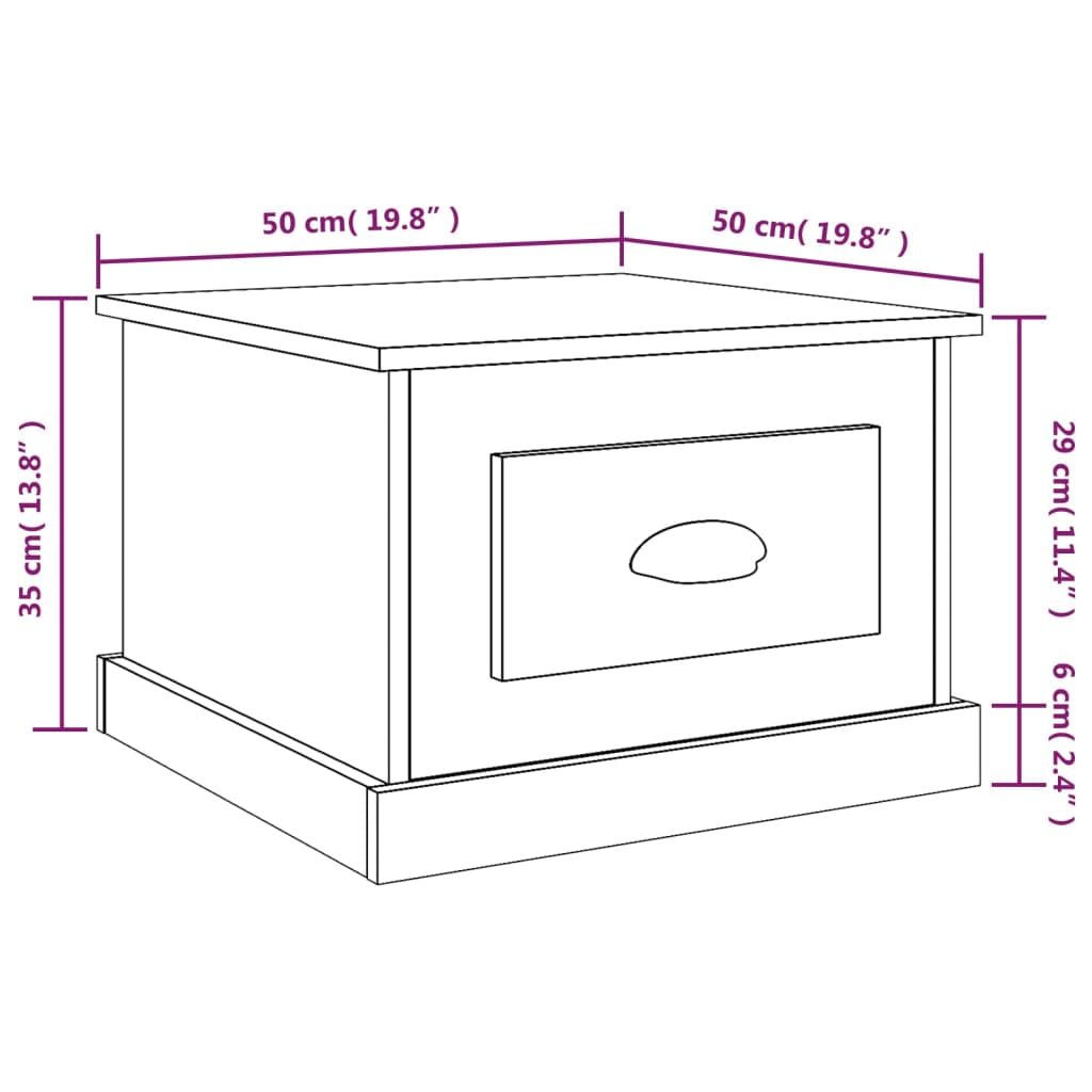 vidaXL Mesa de centro 50x50x35 cm derivados de madeira cinza sonoma