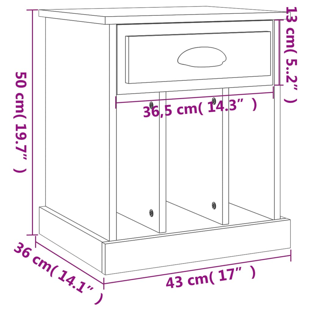 vidaXL Mesas de cabeceira 2 pcs 43x36x50 cm carvalho sonoma