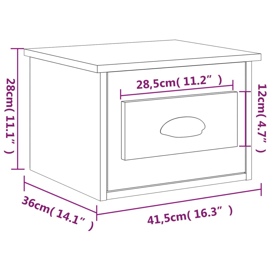 vidaXL Mesas de cabeceira de parede 2 pcs 41,5x36x28 cm preto