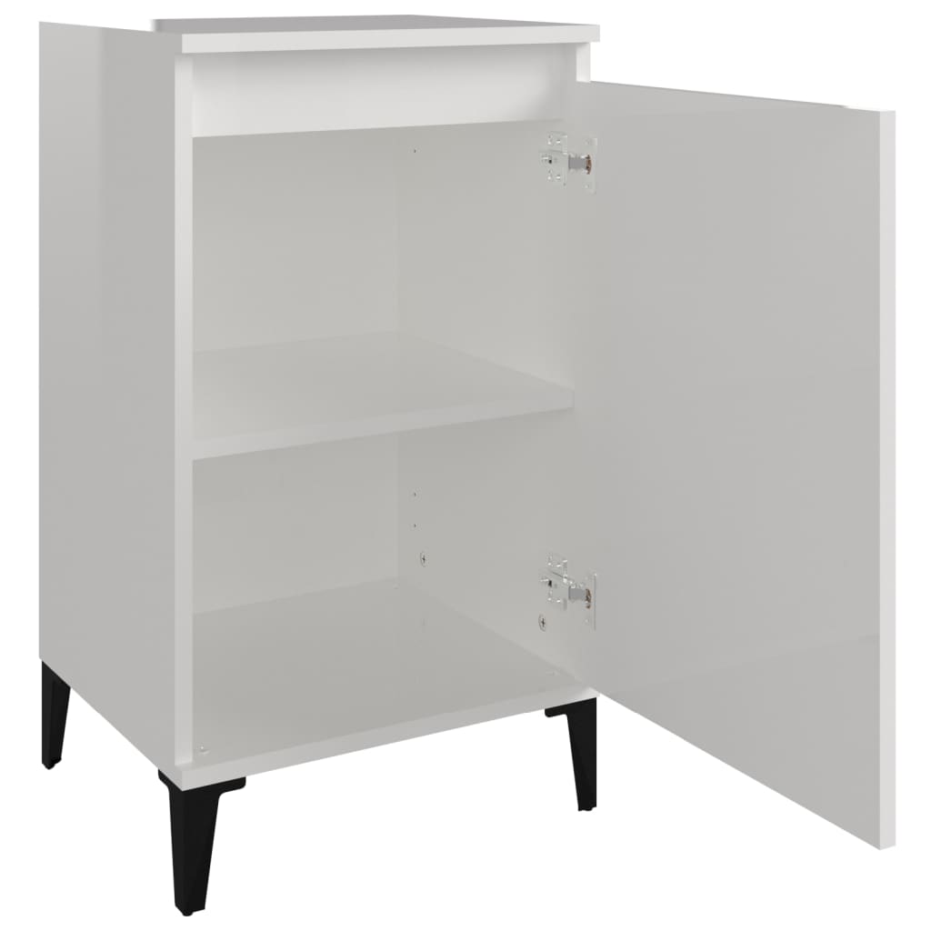 vidaXL Mesa de cabeceira 40x35x70cm derivados madeira branco brilhante