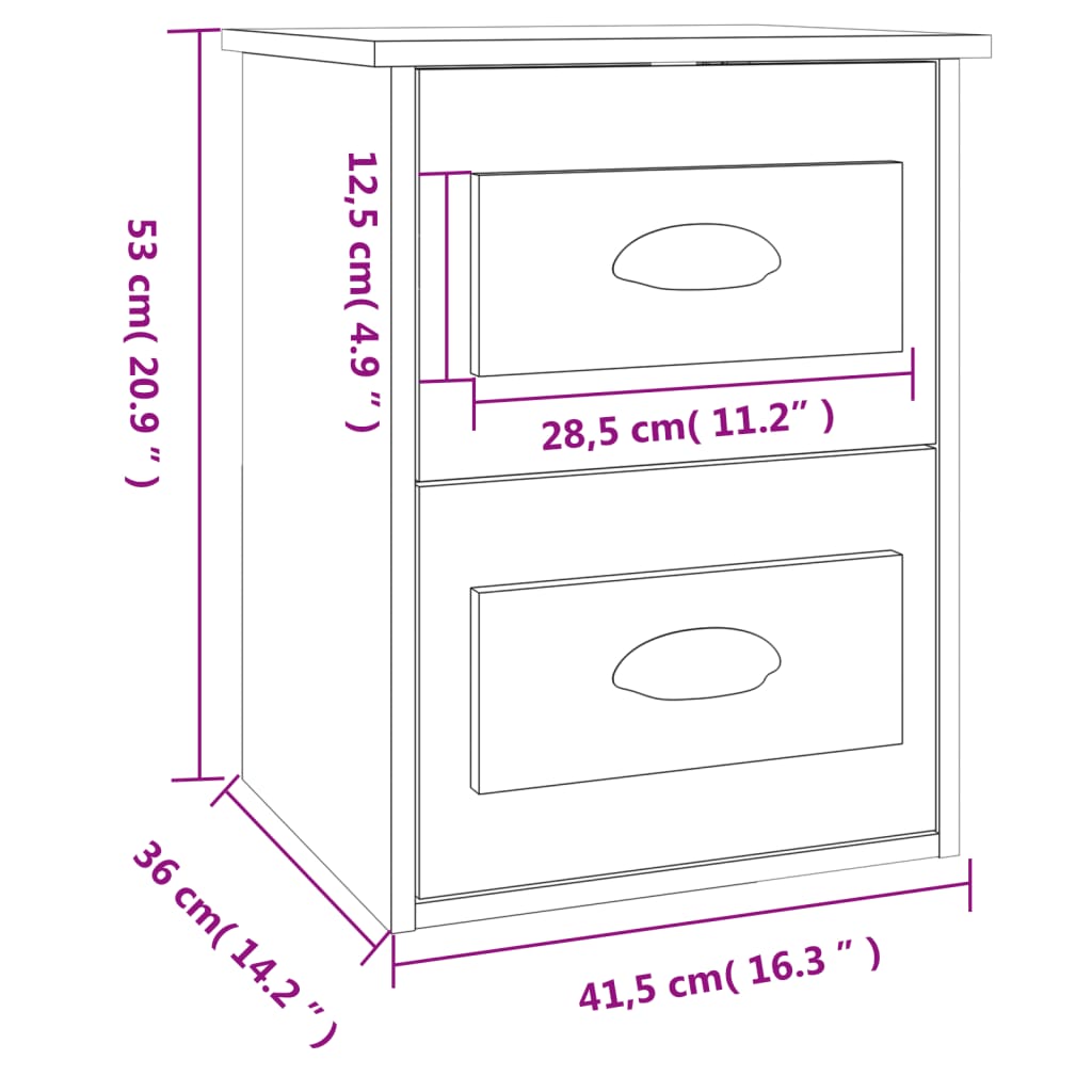 vidaXL Mesa de cabeceira de parede 41,5x36x53 cm carvalho sonoma