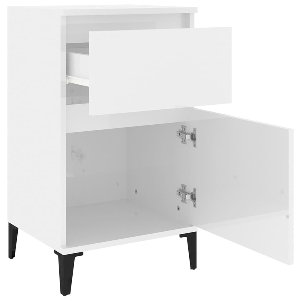 vidaXL Mesa de cabeceira 40x35x70 cm branco brilhante