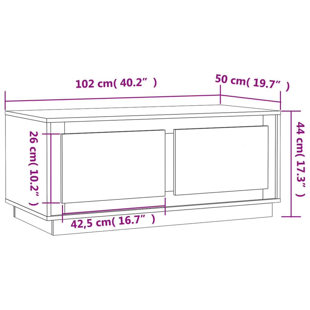 vidaXL Mesa de centro 102x50x44 cm derivados de madeira cinza cimento