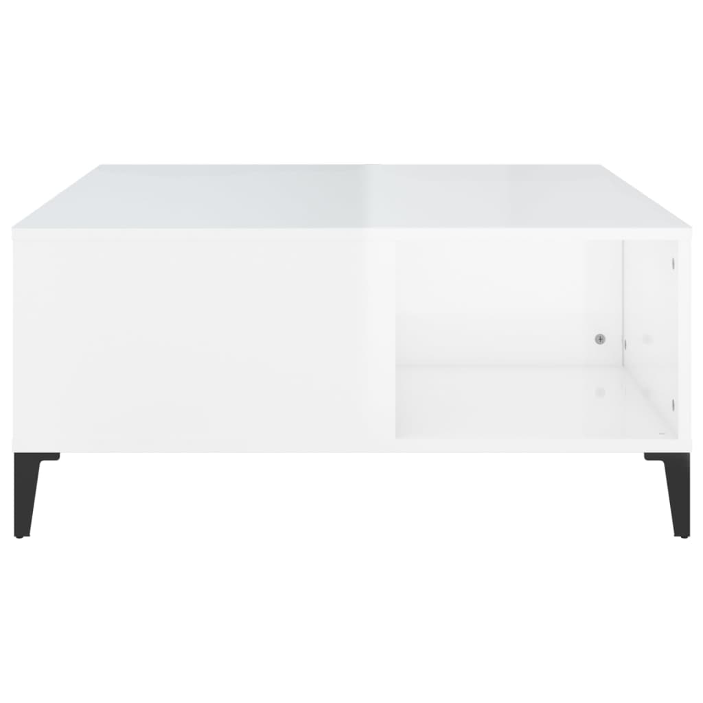 vidaXL Mesa de centro 80x80x36,5 cm derivados madeira branco brilhante